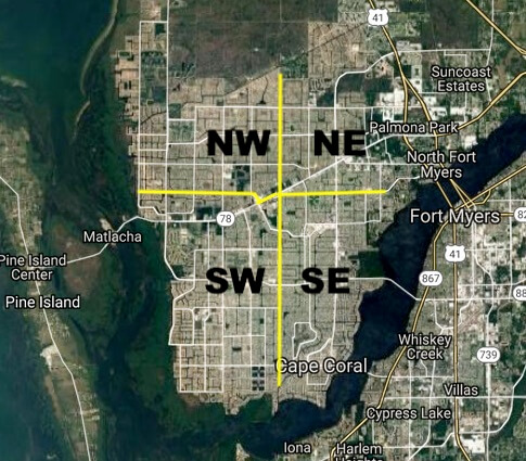 The 4 sections of Cape Coral